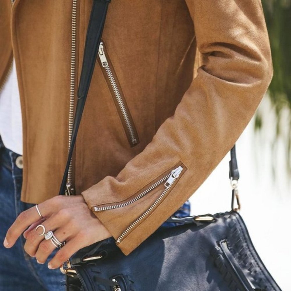SALE ENDS 12/28 Brown Zipped Moto Jacket - Picture 3 of 4